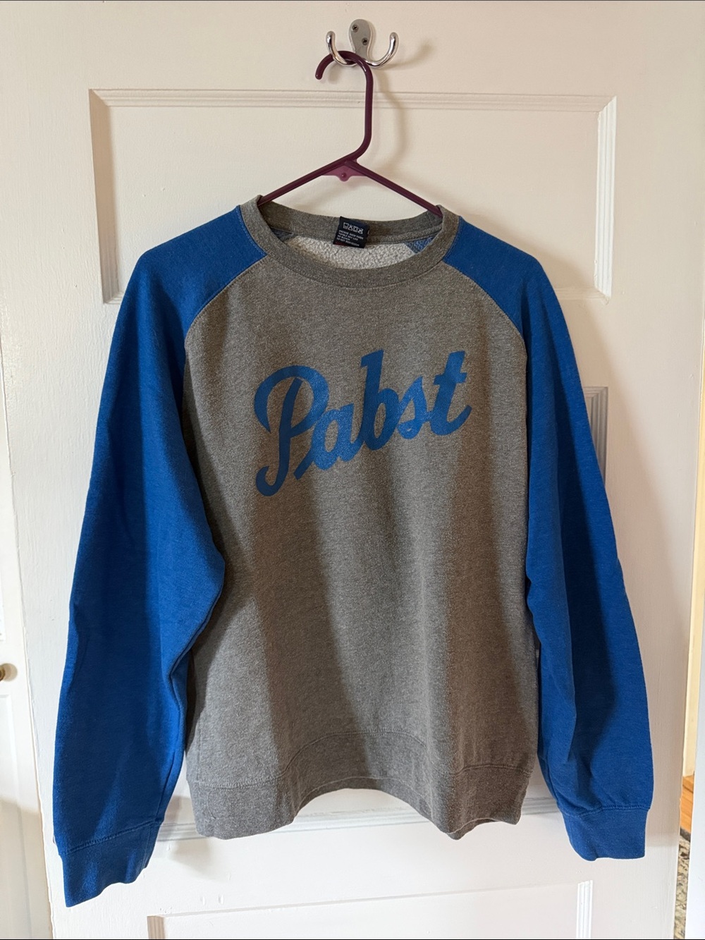 Pabst Beer Grey and Blue Raglan Sweatshirt -